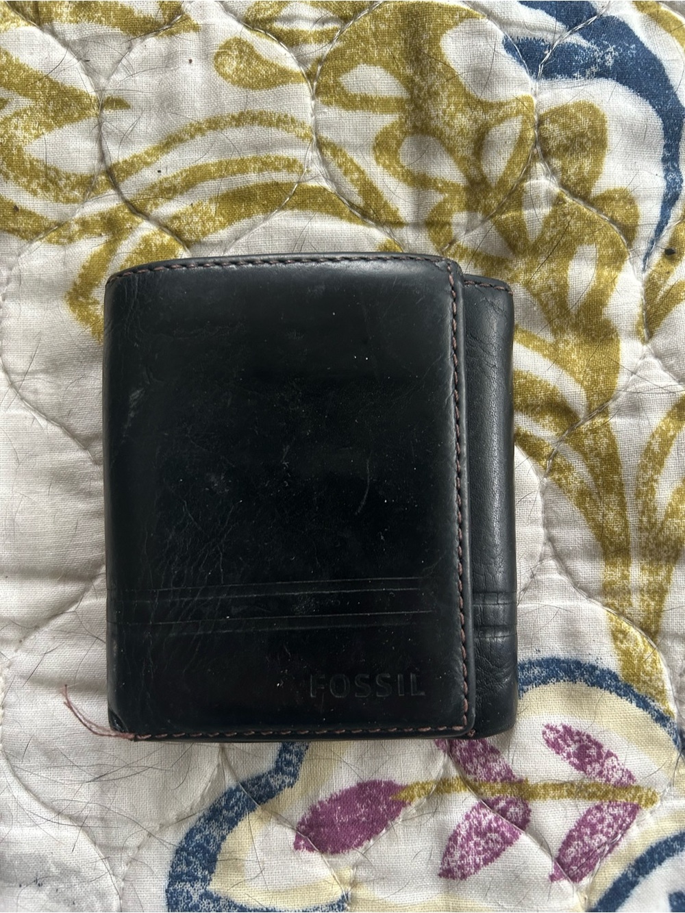 Fossil Black Leather Bifold Card & Key Holder
